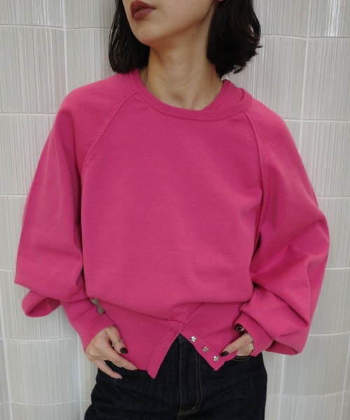 Ameri(アメリ)の「LOW BASIC WAIST STOP KNIT TOP(ニット/セーター・レディース・ピンク/ホワイト/グレー/グリーン系その他・FREE)」の4枚目の写真