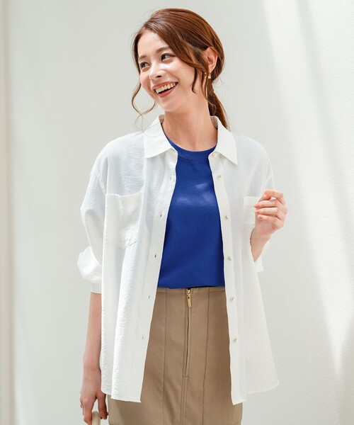 ANY SIS(エニィスィス)の「シアーダブルポケット シャツ(シャツ/ブラウス・レディース・黄土色系/ホワイト系/ライトグリーン系・X-LARGE)」の8枚目の写真