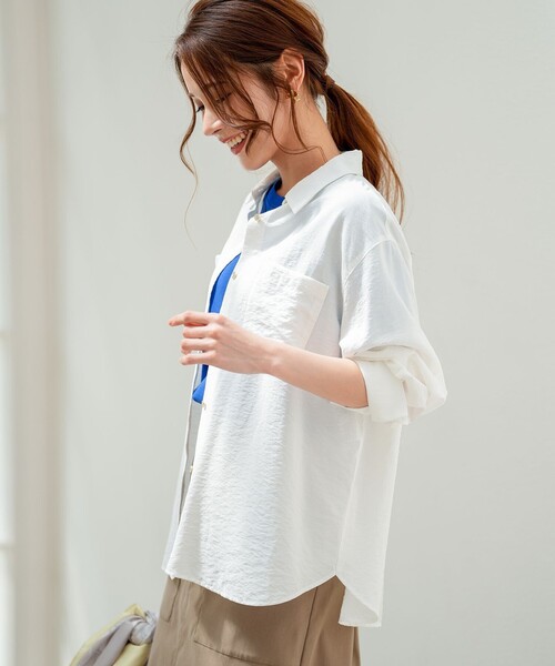 ANY SIS(エニィスィス)の「シアーダブルポケット シャツ(シャツ/ブラウス・レディース・黄土色系/ホワイト系/ライトグリーン系・X-LARGE)」の7枚目の写真