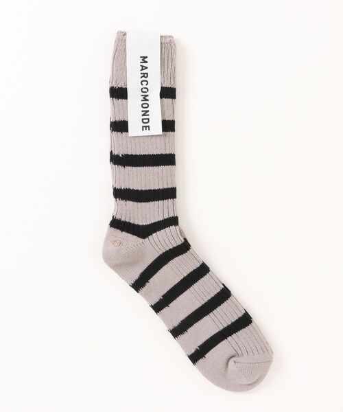 MARCOMONDE(マルコモンド)の「【MARCOMONDE】ボーダーリブソックス ユニセックス ギフト ”MAPUCHE” pattern 010 SC26A-010(ソックス/靴下・レディース・ライトベージュ/ダークブラウン/カーキ/ブラウン・FREE)」の4枚目の写真