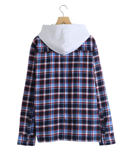 BOTT（ボット）の「BOTT / ボット：Hooded Flannel Shirt：BOTT-25AW-15[WAX]（シャツ/ブラウス・メンズ・ネイビー・M）」の2枚目の写真