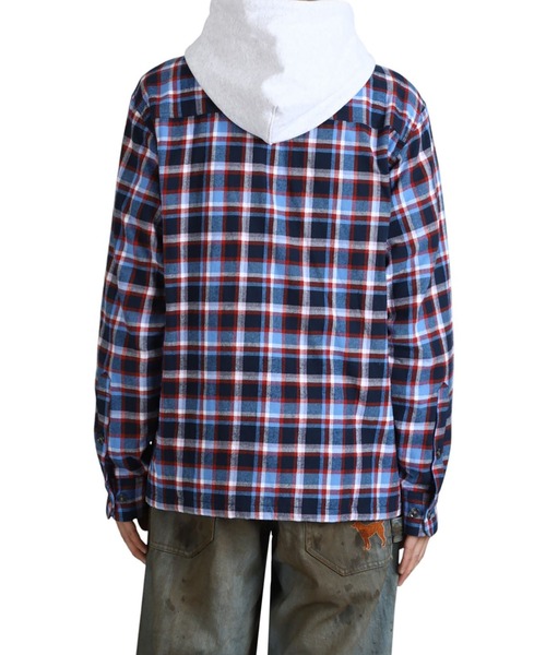 BOTT（ボット）の「BOTT / ボット：Hooded Flannel Shirt：BOTT-25AW-15[WAX]（シャツ/ブラウス・メンズ・ネイビー・M）」の10枚目の写真