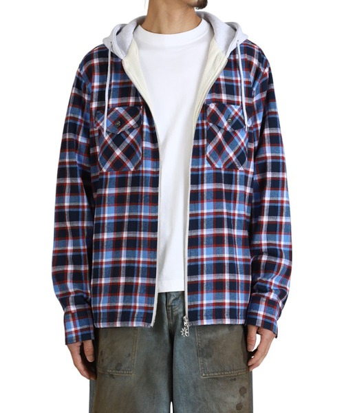 BOTT（ボット）の「BOTT / ボット：Hooded Flannel Shirt：BOTT-25AW-15[WAX]（シャツ/ブラウス・メンズ・ネイビー・M）」の11枚目の写真