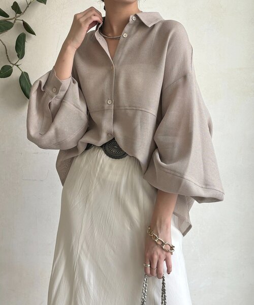 DouDou（ドゥドゥ）の「メッシュシャツ（シャツ/ブラウス・レディース・ベージュ/オフホワイト/チャコールグレー・FREE）」の17枚目の写真