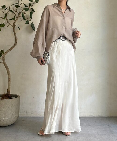 DouDou（ドゥドゥ）の「メッシュシャツ（シャツ/ブラウス・レディース・ベージュ/オフホワイト/チャコールグレー・FREE）」の18枚目の写真