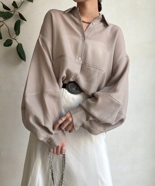 DouDou(ドゥドゥ)の「メッシュシャツ(シャツ/ブラウス・レディース・ベージュ/オフホワイト/チャコールグレー・FREE)」の9枚目の写真