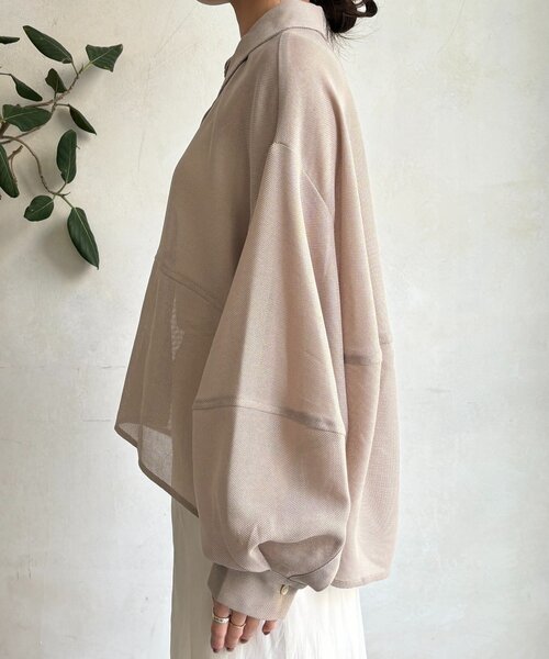 DouDou(ドゥドゥ)の「メッシュシャツ(シャツ/ブラウス・レディース・ベージュ/オフホワイト/チャコールグレー・FREE)」の15枚目の写真