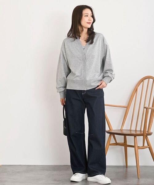 rps（アールピーエス）の「ミニ裏毛Ｖネックカーディガン（カーディガン/ボレロ・レディース・杢グレー/ブラック/オートミール・フリー）」の20枚目の写真