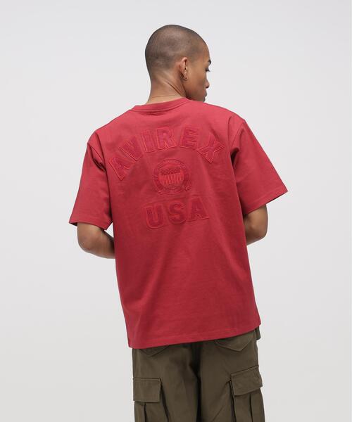 AVIREX（アヴィレックス）の「《WEB&DEPOT限定》VARSITY S/S T-SHIRT / バーシティショートスリーブ Tシャツ / AVIREX /アヴィレックス（Tシャツ/カットソー・メンズ・レッド系その他4/ピンク・L/2XL/M）」の2枚目の写真
