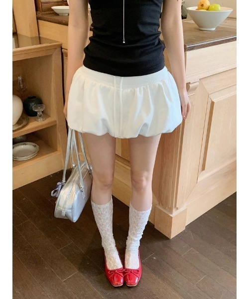 Ritzy(リッツィー)の「ハイウエスト バルーンショートパンツ スカート(スカート・レディース・ホワイト/ブラック・M)」の15枚目の写真