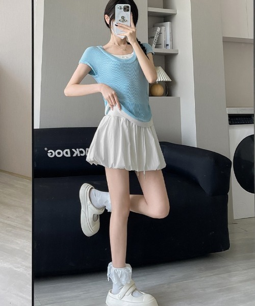 Ritzy(リッツィー)の「ハイウエスト バルーンショートパンツ スカート(スカート・レディース・ホワイト/ブラック・M)」の11枚目の写真