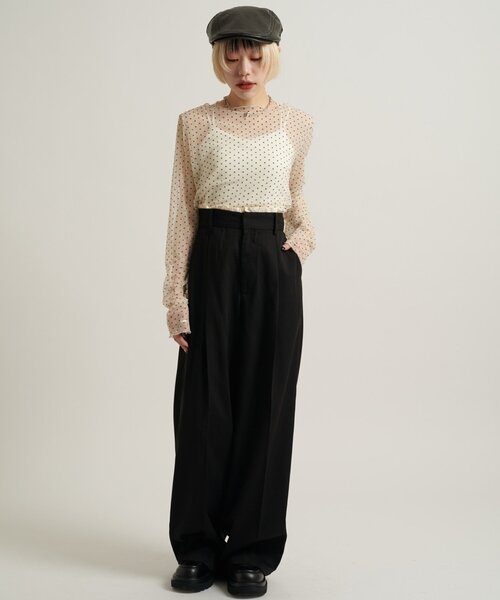 w closet（ダブルクローゼット）の「フリルスラックスパンツ（その他パンツ・レディース・ブラック/チャコールグレー・SMALL/MEDIUM）」の7枚目の写真