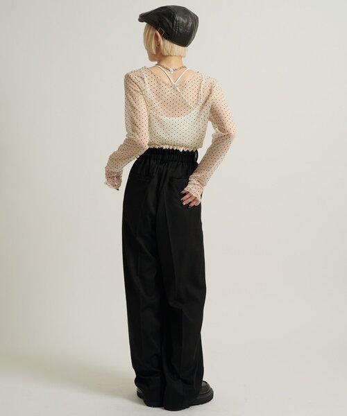 w closet（ダブルクローゼット）の「フリルスラックスパンツ（その他パンツ・レディース・ブラック/チャコールグレー・SMALL/MEDIUM）」の9枚目の写真