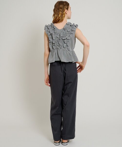 w closet（ダブルクローゼット）の「フリルスラックスパンツ（その他パンツ・レディース・ブラック/チャコールグレー・SMALL/MEDIUM）」の16枚目の写真