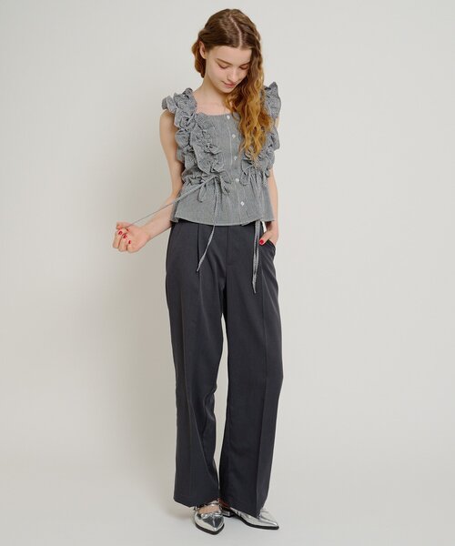 w closet（ダブルクローゼット）の「フリルスラックスパンツ（その他パンツ・レディース・ブラック/チャコールグレー・SMALL/MEDIUM）」の17枚目の写真