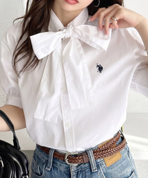 【Ada.別注 U.S. POLO ASSN.】 ボウタイ 半袖 ブラウス ◎