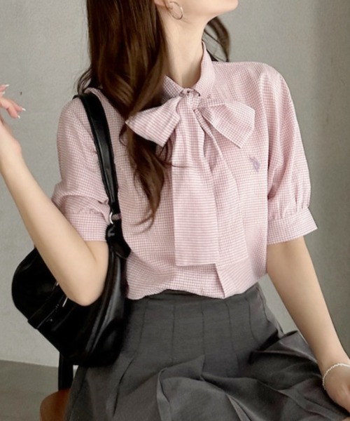 U.S. POLO ASSN.(ユーエスポロアッスン)の「【Ada.別注 U.S. POLO ASSN.】 ボウタイ 半袖 ブラウス ◎(シャツ/ブラウス・レディース・ピンク/ホワイト/ブルー・FREE)」の19枚目の写真