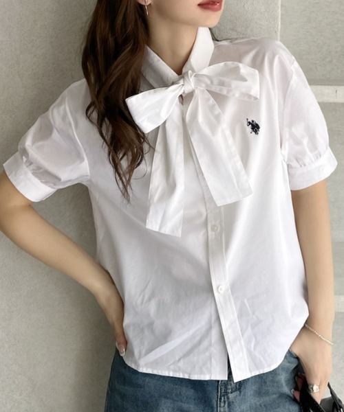 U.S. POLO ASSN.(ユーエスポロアッスン)の「【Ada.別注 U.S. POLO ASSN.】 ボウタイ 半袖 ブラウス ◎(シャツ/ブラウス・レディース・ピンク/ホワイト/ブルー・FREE)」の20枚目の写真
