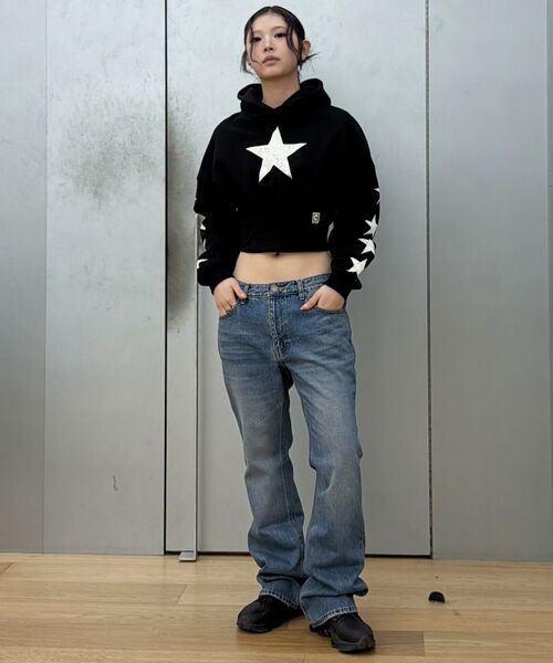 EXTRAORDINARY(エクストラオーディナリー)の「W STARLIGHT CROP HOODIE BLACK(パーカー・レディース・その他・F)」の7枚目の写真