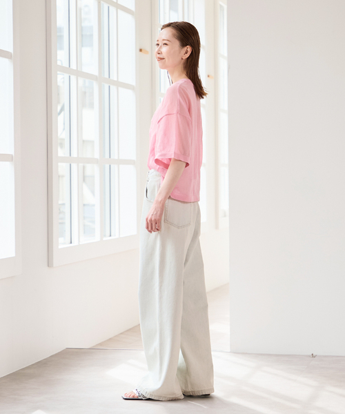 U by SPICK&SPAN（ユーバイスピックアンドスパン）の「《追加》カラールーズデニム（デニムパンツ・レディース・ピンク・36/38）」の4枚目の写真