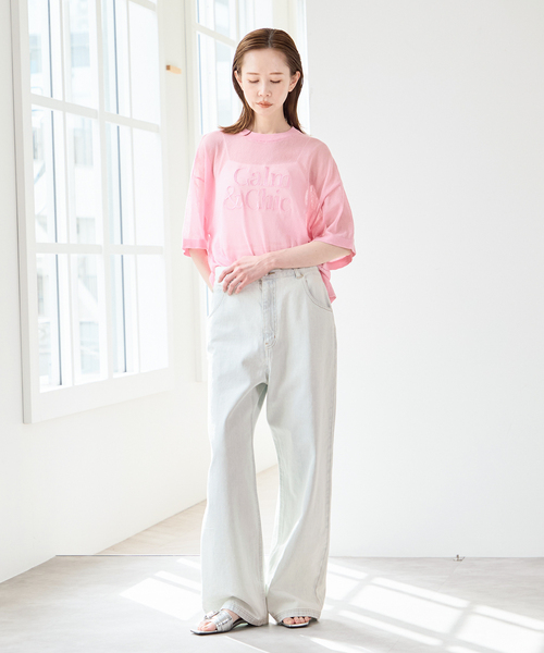 U by SPICK&SPAN（ユーバイスピックアンドスパン）の「《追加》カラールーズデニム（デニムパンツ・レディース・ピンク・36/38）」の2枚目の写真