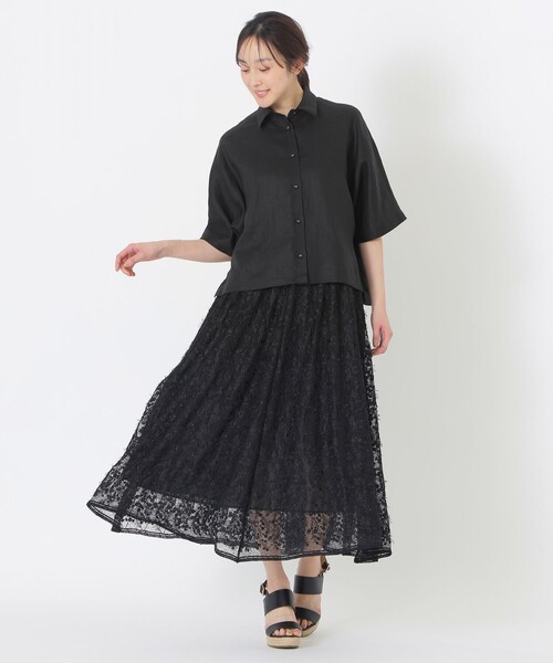 S.ESSENTIALS(エスエッセンシャルズ)の「カラーリネンハーフスリーブシャツ(シャツ/ブラウス・レディース・イエロー/ブラウン系その他/ブラック/ホワイト・38)」の7枚目の写真