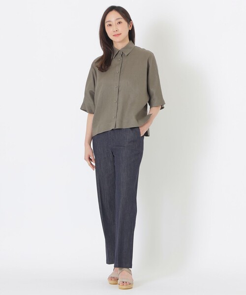 S.ESSENTIALS(エスエッセンシャルズ)の「カラーリネンハーフスリーブシャツ(シャツ/ブラウス・レディース・イエロー/ブラウン系その他/ブラック/ホワイト・38)」の8枚目の写真