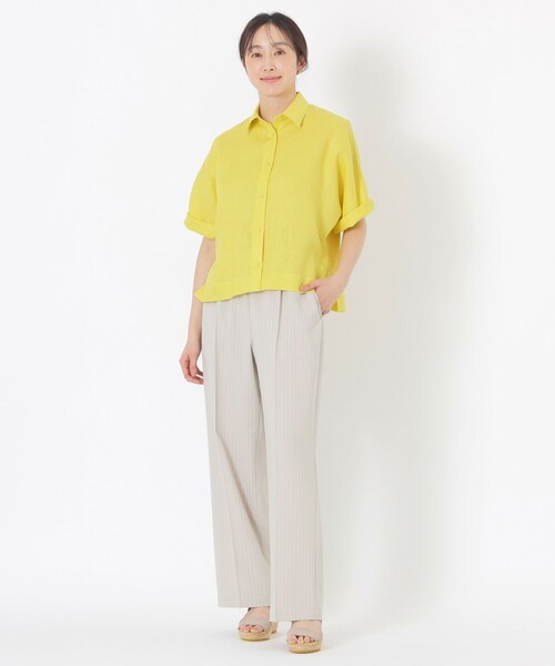 S.ESSENTIALS(エスエッセンシャルズ)の「カラーリネンハーフスリーブシャツ(シャツ/ブラウス・レディース・イエロー/ブラウン系その他/ブラック/ホワイト・38)」の9枚目の写真