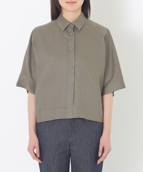 S.ESSENTIALS(エスエッセンシャルズ)の「カラーリネンハーフスリーブシャツ(シャツ/ブラウス・レディース・イエロー/ブラウン系その他/ブラック/ホワイト・38)」の10枚目の写真