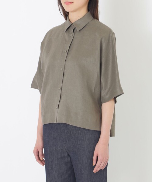 S.ESSENTIALS(エスエッセンシャルズ)の「カラーリネンハーフスリーブシャツ(シャツ/ブラウス・レディース・イエロー/ブラウン系その他/ブラック/ホワイト・38)」の11枚目の写真