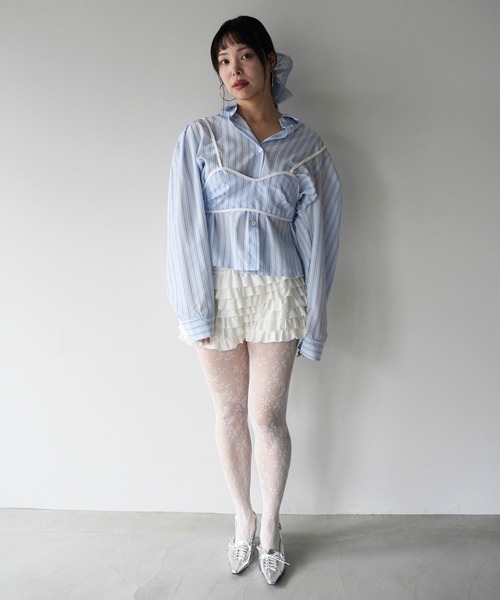 SANSeLF（サンセルフ）の「【SANSeLF】ビスチェレイヤードストライプシャツ saw26s057（シャツ/ブラウス・レディース・ブルー・FREE）」の20枚目の写真