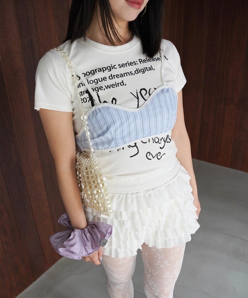 SANSeLF（サンセルフ）の「【SANSeLF】ビスチェレイヤードストライプシャツ saw26s057（シャツ/ブラウス・レディース・ブルー・FREE）」の9枚目の写真