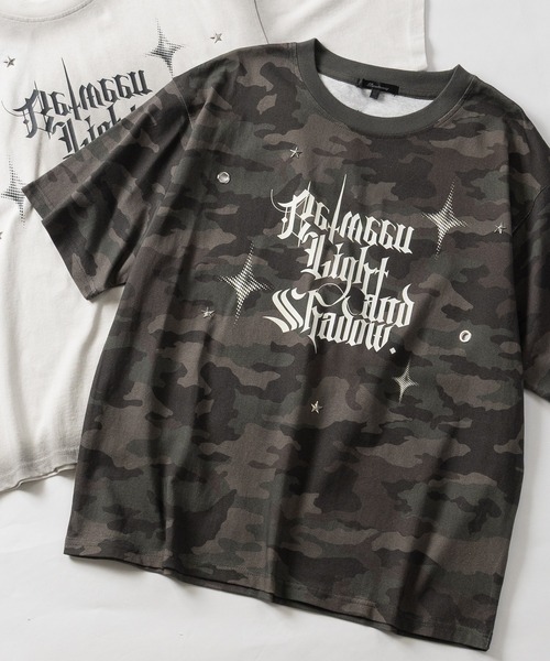 JOHN'S CLOSET（ジョンズクローゼット）の「【13】アイレットホールデザイン スプレー加工Tシャツ（Tシャツ/カットソー・メンズ・カーキ/ブラック/アイボリー・LARGE/MEDIUM）」の3枚目の写真