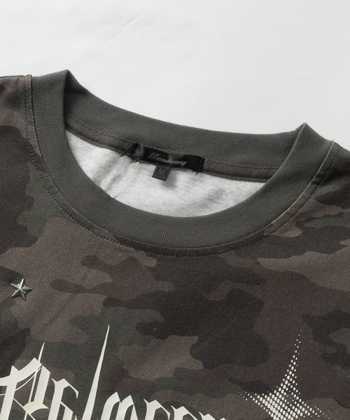 JOHN'S CLOSET（ジョンズクローゼット）の「【13】アイレットホールデザイン スプレー加工Tシャツ（Tシャツ/カットソー・メンズ・カーキ/ブラック/アイボリー・LARGE/MEDIUM）」の4枚目の写真