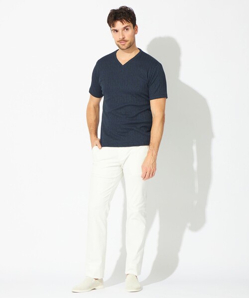 EPOCA UOMO(エポカウォモ)の「クラッシュジオメVネックカットソー(Tシャツ/カットソー・メンズ・ライトグレー/ネイビー・46/48)」の4枚目の写真