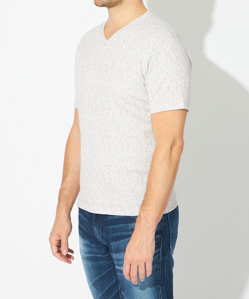 EPOCA UOMO(エポカウォモ)の「クラッシュジオメVネックカットソー(Tシャツ/カットソー・メンズ・ライトグレー/ネイビー・46/48)」の6枚目の写真