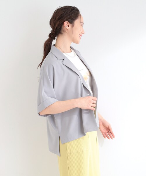SHOO・LA・RUE(シューラルー)の「【セットアップ可/洗濯後しわになりにくい/S-LL】半袖とろみテーラードジャケット(テーラードジャケット・レディース・グレー/ブラウン系その他/ブラック・04/03/02/01)」の18枚目の写真