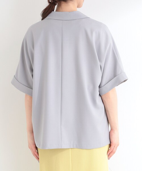 SHOO・LA・RUE(シューラルー)の「【セットアップ可/洗濯後しわになりにくい/S-LL】半袖とろみテーラードジャケット(テーラードジャケット・レディース・グレー/ブラウン系その他/ブラック・04/03/02/01)」の13枚目の写真