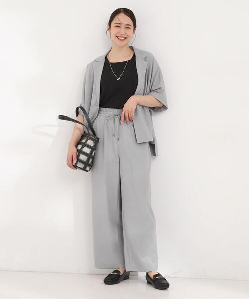 SHOO・LA・RUE(シューラルー)の「【セットアップ可/洗濯後しわになりにくい/S-LL】半袖とろみテーラードジャケット(テーラードジャケット・レディース・グレー/ブラウン系その他/ブラック・04/03/02/01)」の8枚目の写真