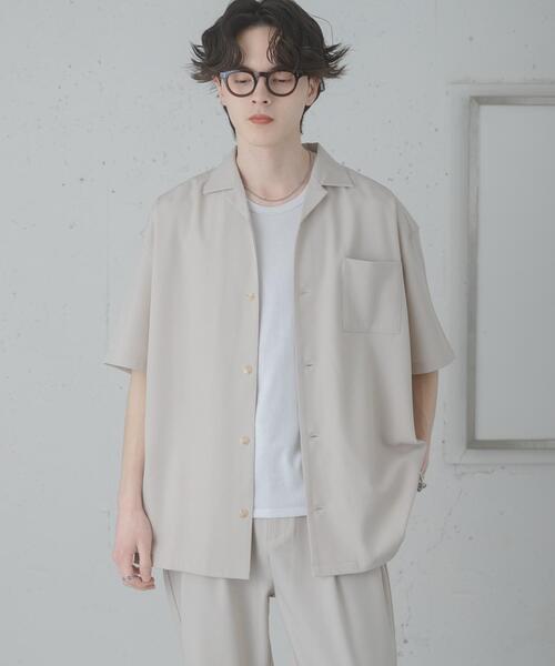 SENSE OF PLACE by URBAN RESEARCH（センスオブプレイスバイアーバンリサーチ）の「『速乾』ドライタッチオープンカラールーズショートスリーブシャツ（シャツ/ブラウス・メンズ・ブラック/ネイビー/ライトベージュ/チャコールグレー・MEDIUM/LARGE/SMALL）」の4枚目の写真