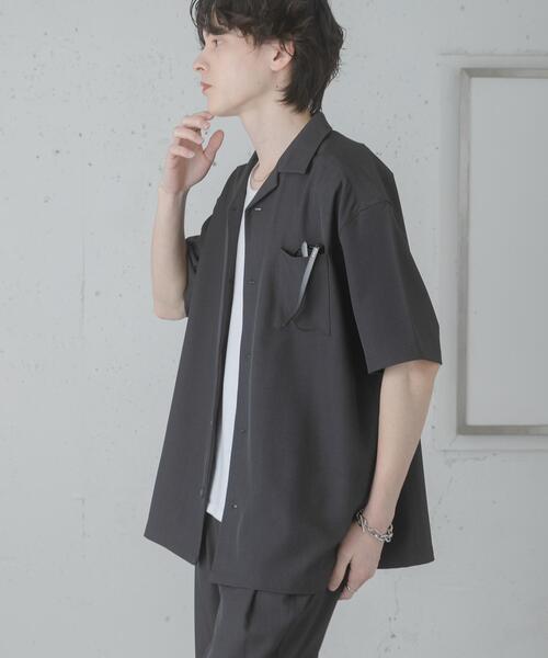 SENSE OF PLACE by URBAN RESEARCH（センスオブプレイスバイアーバンリサーチ）の「『速乾』ドライタッチオープンカラールーズショートスリーブシャツ（シャツ/ブラウス・メンズ・ブラック/ネイビー/ライトベージュ/チャコールグレー・MEDIUM/LARGE/SMALL）」の3枚目の写真