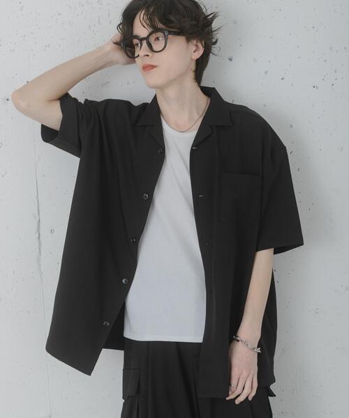 SENSE OF PLACE by URBAN RESEARCH（センスオブプレイスバイアーバンリサーチ）の「『速乾』ドライタッチオープンカラールーズショートスリーブシャツ（シャツ/ブラウス・メンズ・ブラック/ネイビー/ライトベージュ/チャコールグレー・MEDIUM/LARGE/SMALL）」の2枚目の写真