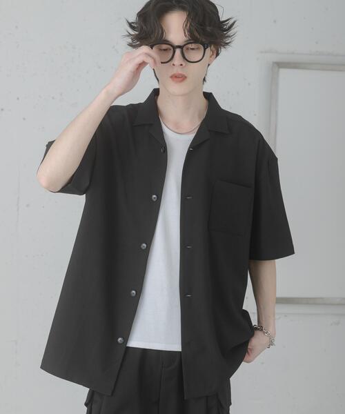 SENSE OF PLACE by URBAN RESEARCH（センスオブプレイスバイアーバンリサーチ）の「『速乾』ドライタッチオープンカラールーズショートスリーブシャツ（シャツ/ブラウス・メンズ・ブラック/ネイビー/ライトベージュ/チャコールグレー・MEDIUM/LARGE/SMALL）」の6枚目の写真