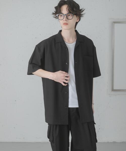 SENSE OF PLACE by URBAN RESEARCH（センスオブプレイスバイアーバンリサーチ）の「『速乾』ドライタッチオープンカラールーズショートスリーブシャツ（シャツ/ブラウス・メンズ・ブラック/ネイビー/ライトベージュ/チャコールグレー・MEDIUM/LARGE/SMALL）」の7枚目の写真