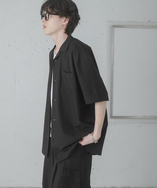 SENSE OF PLACE by URBAN RESEARCH（センスオブプレイスバイアーバンリサーチ）の「『速乾』ドライタッチオープンカラールーズショートスリーブシャツ（シャツ/ブラウス・メンズ・ブラック/ネイビー/ライトベージュ/チャコールグレー・MEDIUM/LARGE/SMALL）」の8枚目の写真