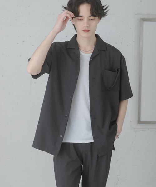 SENSE OF PLACE by URBAN RESEARCH（センスオブプレイスバイアーバンリサーチ）の「『速乾』ドライタッチオープンカラールーズショートスリーブシャツ（シャツ/ブラウス・メンズ・ブラック/ネイビー/ライトベージュ/チャコールグレー・MEDIUM/LARGE/SMALL）」の14枚目の写真