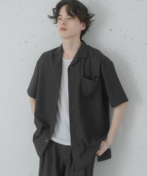 SENSE OF PLACE by URBAN RESEARCH（センスオブプレイスバイアーバンリサーチ）の「『速乾』ドライタッチオープンカラールーズショートスリーブシャツ（シャツ/ブラウス・メンズ・ブラック/ネイビー/ライトベージュ/チャコールグレー・MEDIUM/LARGE/SMALL）」の15枚目の写真