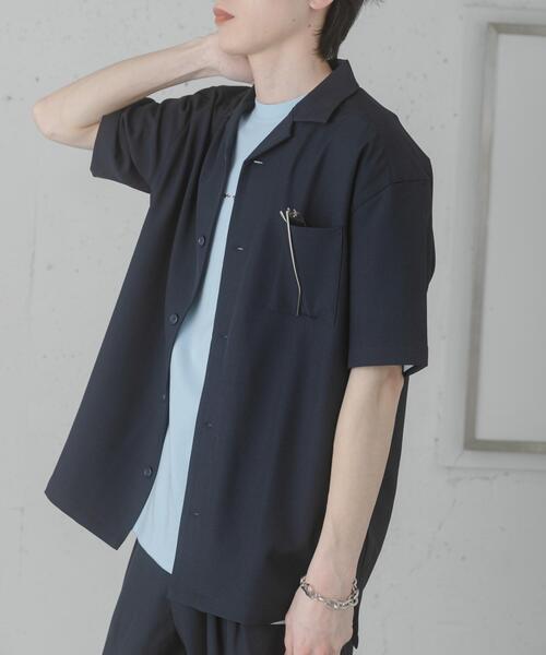 SENSE OF PLACE by URBAN RESEARCH（センスオブプレイスバイアーバンリサーチ）の「『速乾』ドライタッチオープンカラールーズショートスリーブシャツ（シャツ/ブラウス・メンズ・ブラック/ネイビー/ライトベージュ/チャコールグレー・MEDIUM/LARGE/SMALL）」の19枚目の写真