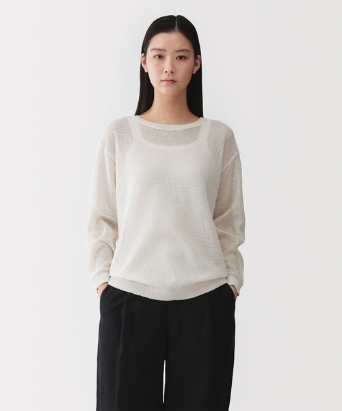 MUJI Labo(ムジラボ)の「〔MUJI Labo〕婦人 和紙混長袖クルーネックセーター(ニット/セーター・レディース・グリーン系/アイボリー/チャコールグレー・S/M/L/XL)」の2枚目の写真