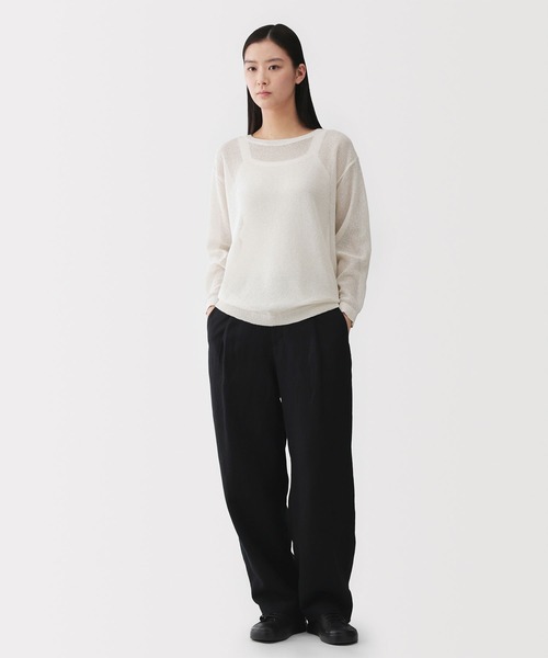 MUJI Labo(ムジラボ)の「〔MUJI Labo〕婦人 和紙混長袖クルーネックセーター(ニット/セーター・レディース・グリーン系/アイボリー/チャコールグレー・S/M/L/XL)」の4枚目の写真